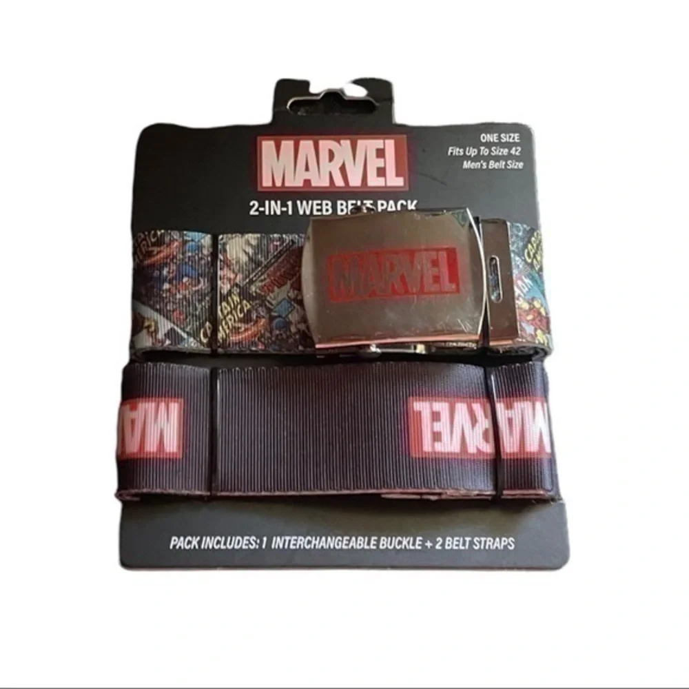 Marvel 2-in-1 Classic Webb Belt Set - Avengers Heroes Comic Books